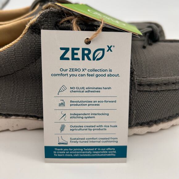 Twisted X Zero-X Lace-Up Loafer Sneakers Mens 8.5 Steel Gray NIB Shoes MZX0006 - Picture 10 of 16